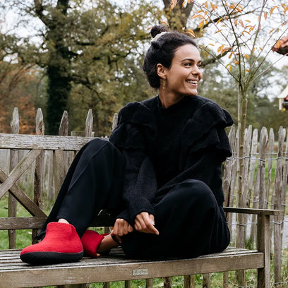 Tofvel Rabara Wollfilz-Hausschuhe Red