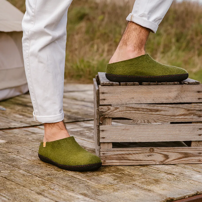 Tofvel Slipa Wollfilz-Pantoffel Olive Green