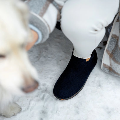 Rabara Wollfilz-Hausschuhe Black