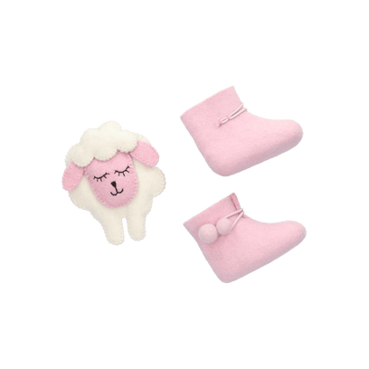 Juna + Lala Wollfilz Babyschühchen Pink